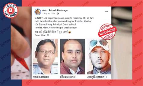 Post Highlighting 3 Muslims Arrested In NEET (UG) Paper Leak Is ...