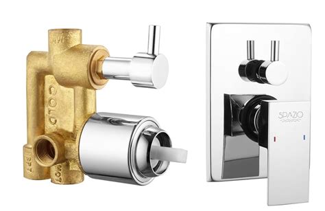 SPAZIO Kube Brass Single Lever 3 Inlet / 5 Way Diverter with Exposed ...