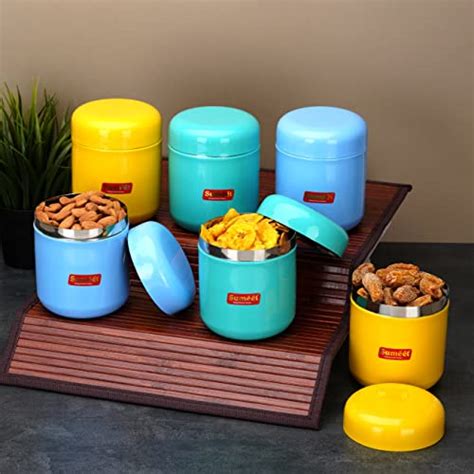 Sumeet Stainless Steel Multi Color Small Canisters/Jars/Storage Contai ...