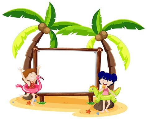 Tema Summer Beach con banner vuoto isolato su sfondo bianco | Vettore ...