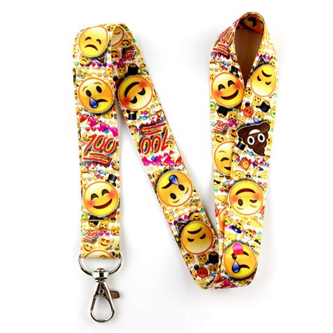 Buy Emoji Lanyard Keychain w/ Clasp - Emojis Emoticons ID Kids Lanyard ...
