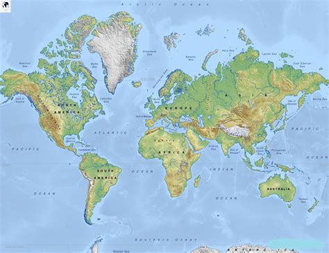 Physical Map Of World