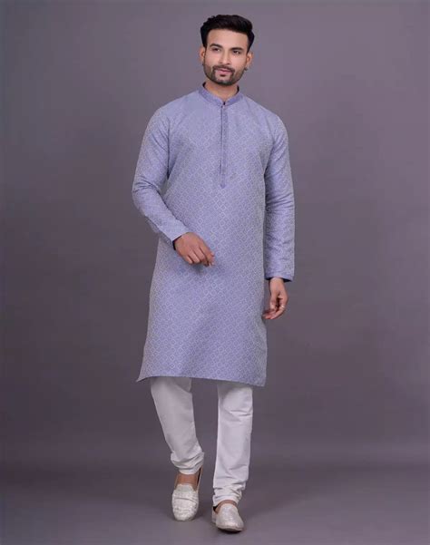 ight Purple Soft Silk with Thread Work Kurta Pyjama Set – South India ...