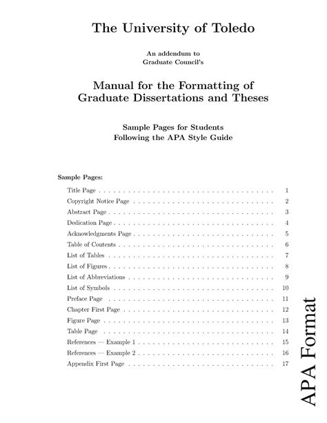 Apa samples - The University of Toledo ####### An addendum to ...