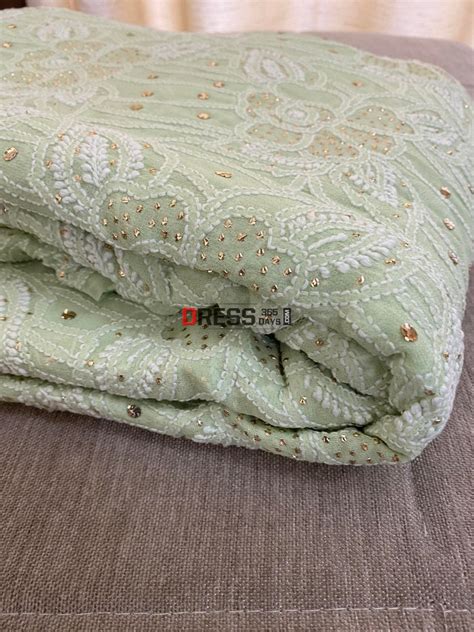 Sage Green Chikankari Mukaish Saree – Dress365days