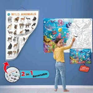 2 IN 1 WILD AND FARM ANIMALS & PETS CHART and GIANT UNDER THE OCEAN ...