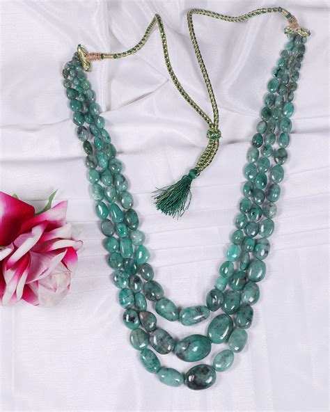 Natural Emerald Gemstone Beads Necklace Jewelry – Raj Gems