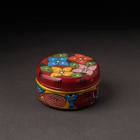 Multicolor Bengal Patua Handpainted Stainless Steel Multi Utility Container