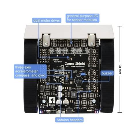 Zumo Robot for Arduino, v1.2 (Assembled with 75:1 HP Motors) at MG ...