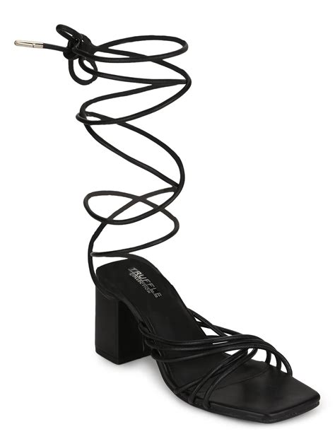 Black PU Strappy Block Heel Sandals (TC-ST-1235-BLKPU) – Truffle Collection