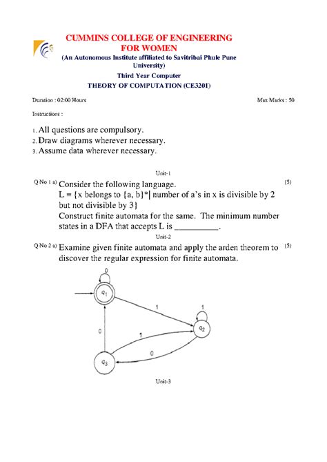 Theory of Computation JUNE-2021 Sem- II SET-15 (T.Y.B.Tech COMP ...