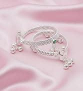 Buy MOONPLUS Sterling Silver Baby Kada Anklet | Infant Adjustable Kappu ...