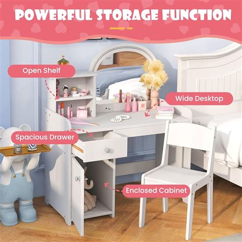 INFANS Kids Vanity, Princess Makeup Desk and Chair India | Ubuy