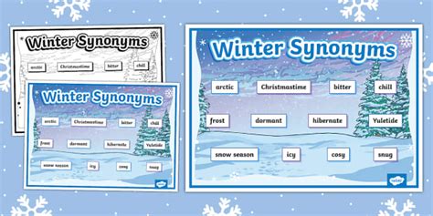 Winter Synonyms Word Mat (teacher made) - Twinkl