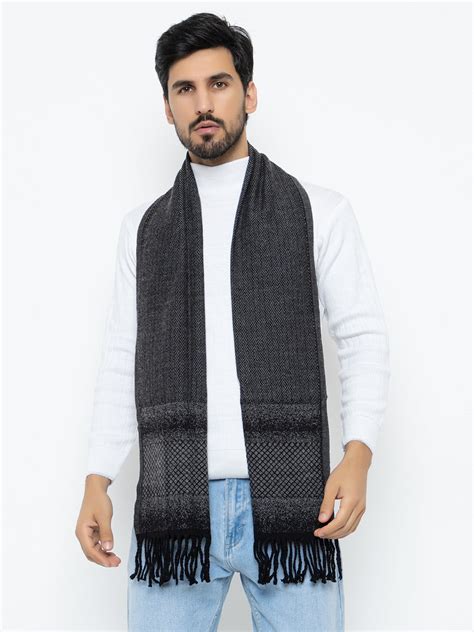 Woolen Sketch Design Muffler- Dark Grey | Amoldo – AMOLDO Fashion