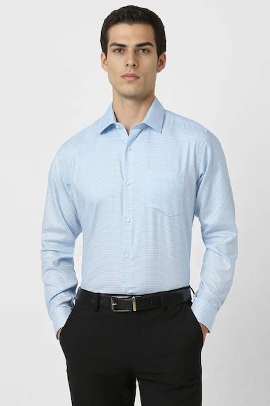 Buy Men Blue Regular Fit Print Full Sleeves Formal Shirt Online ...