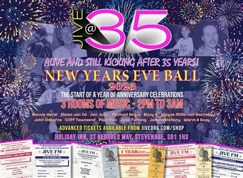 JIVE@35 NEW YEARS EVE BALL 2023, Holiday Inn Stevenage, 31 December to ...