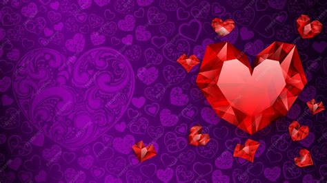 Premium Vector | Background of big small and several crystal hearts red ...