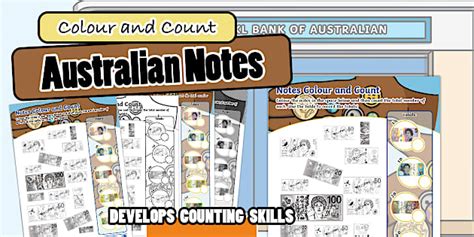 Australian Notes Colour and Count Worksheet