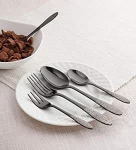 Buy Roxx Madison Stainless Steel Cutlery Set, 24-Piece, Black Online at ...