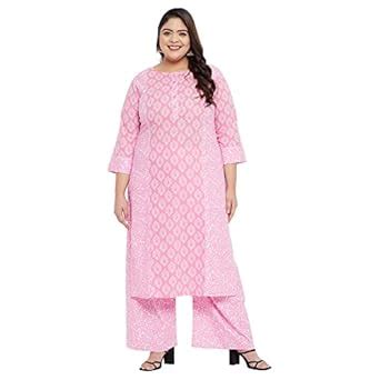 Tissu Women's Plus Size Cotton Floral Printed Straight Kurta with ...