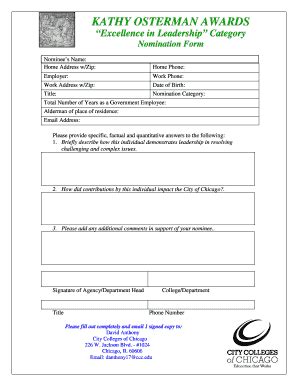 Kathy Osterman Award - City Colleges Of Chicago - Ccc - Fill and Sign ...