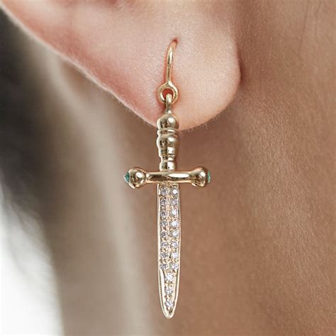Sword Earrings with Pave-set Diamonds and Emeralds – T H E L I N E