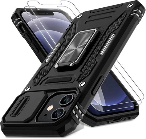 DEERLAMN Case for iPhone 12/12 Pro with Slide Camera Cover+Screen ...