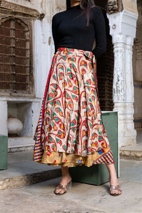 Buy Silk Sari Long Wrap Skirt