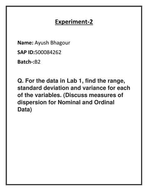 LAB 2 - Experiment - Experiment- Name: Ayush Bhagour SAP ID: 500084262 ...