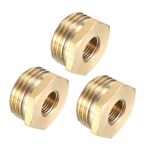 uxcell Brass Threaded Pipe Fitting 1/2 PT Male x 1/8 PT Female Hex ...