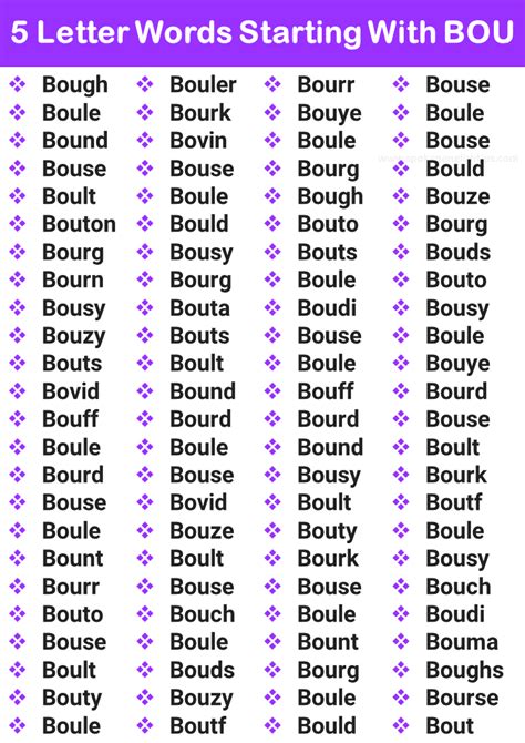 5 Letter Words Starting With Bou