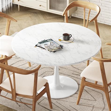 Amazon.com - DKLGG White Marble Round Dining Table, 31.5" Tulip Kitchen ...