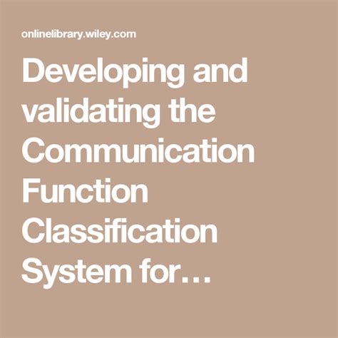 Image result for Communication Function Classification System