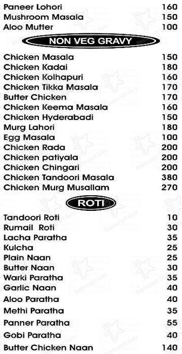 Menu at Grilled Punjab, Mumbai