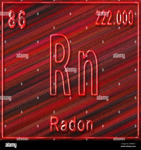 Radon chemical element, Sign with atomic number and atomic weight ...