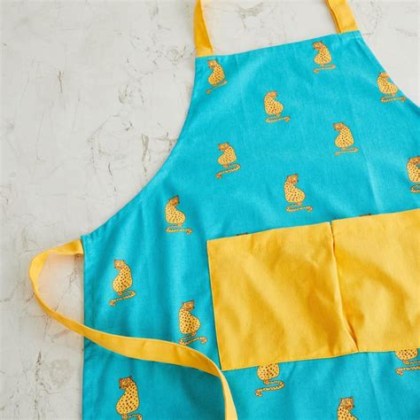 Buy Raisa Retro Blue Printed Cotton Apron - 74 x 60 cm from Home Centre ...