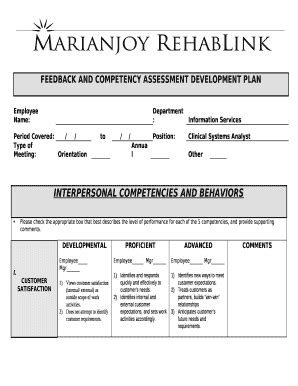 2017-2026 Form IL Marianjoy Rehablink Feedback and Competency ...