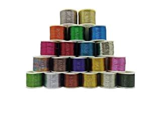 RAJ LAXMI LACE INDIA RL Multi Color Zari Threads - 20 Color Threads ...