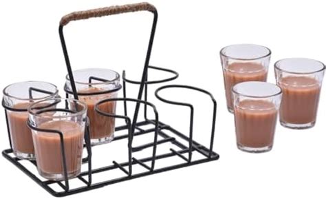 Buy urban platter Cutting Chai Glasses with Stand, [Set of 6 ...