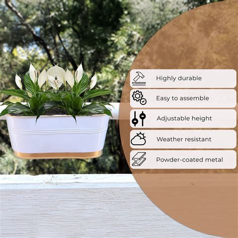 TrustBasket 12 inches Railing Planters for Balcony, outdoor oval metal
