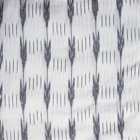 Pure Cotton Ikkat White With Grey Arrow Stripes Handwoven Fabric ...