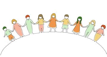 Line drawing of children holding hands | Premium Vector