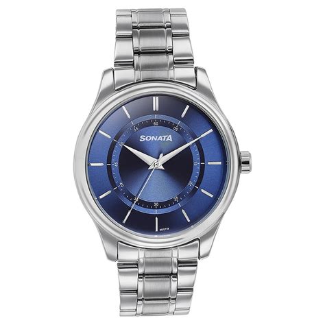 Buy Online Sonata Quartz Analog Blue Round Dial Silver Stainless Steel ...