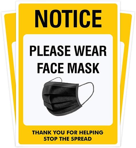 Buy Face Mask Required Sign Decals Pack of 03 Wear Face Mask Before ...