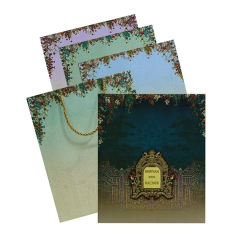 Dark Teal Blue Padded Invitation Box – King of Cards
