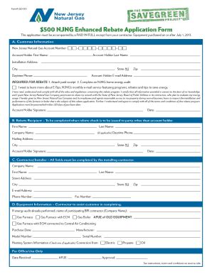 NJNG Enhanced Rebate Application Form - Blank Fillable Template | Fill ...