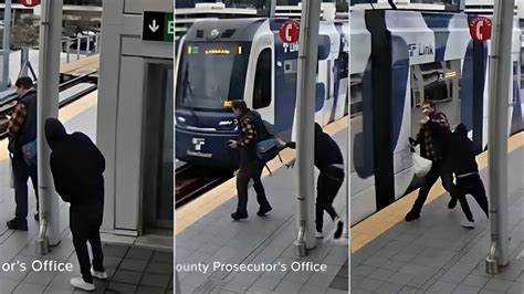 Caught on camera: Stranger pushes man toward train in Seattle, arrested ...