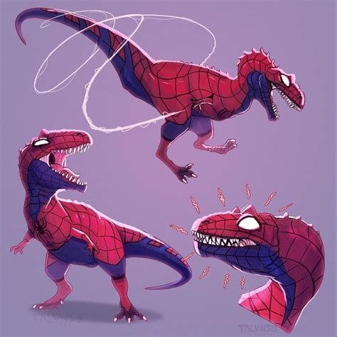 spiderman dinosaur drawing