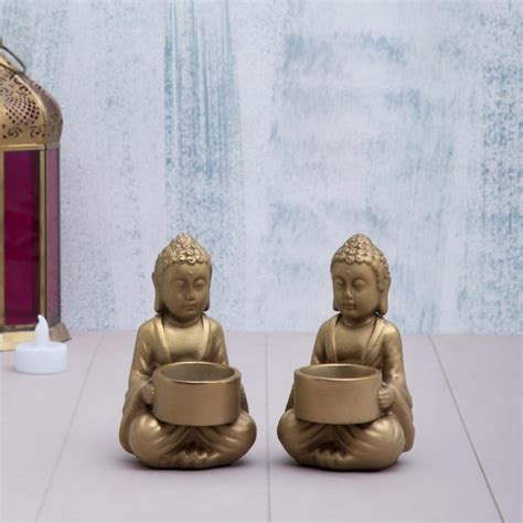 Buy Redolence Jasmine Textured Buddha Tea Light Holder-Set Of 2 Pcs ...